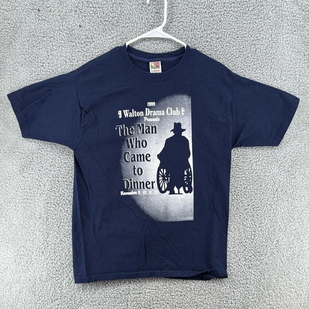 Fruit of the Loom 1999 Walton Drama Club The Man Who Came to Dinner Shirt Navy L